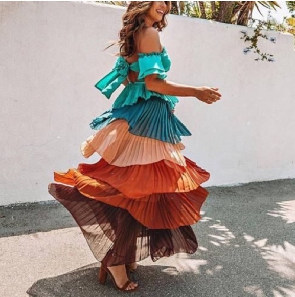 L’atiste maxi multi color ruffle layer skirt - Picture 2 of 7